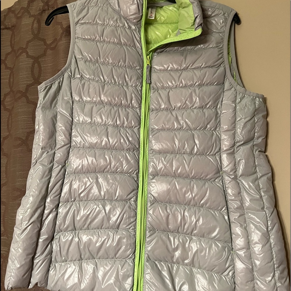 Gray and green winter vest